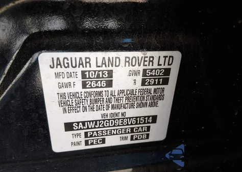 2014 Jaguar Xj Xjl Portfolio z USA, uszkodzony, nr VIN SAJWJ2GD9E8V61514